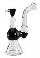Bong 'Black Leaf' Glass Pipe Hole Diffuser clear/black H180mm