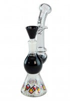 Bong 'Black Leaf' Glass Pipe Hole Diffuser with Diamond  H190mm