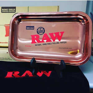 RAW vassoio 24KT ROSE GOLD Plated RAW 10 ANNIVERSARY Extremely LIMITED EDITION ROLLING TRAY
